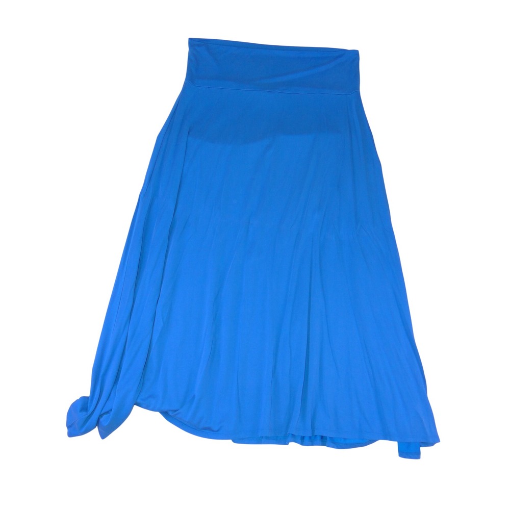 LuLaRoe Maxi Skirt Royal Blue Solid Jersey Knit Fold Over Waist 3XL Plus Size